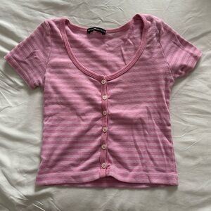 Brandy Melville Pink striped button-front top